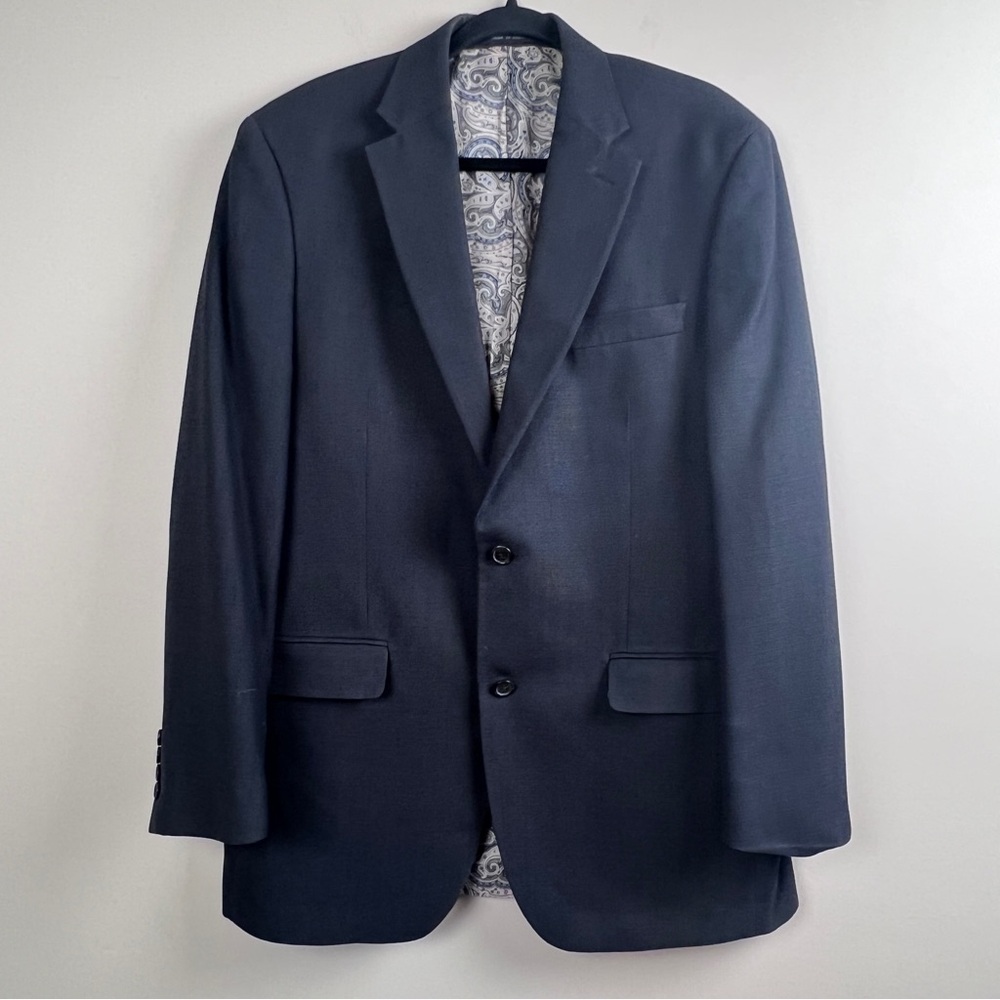 Men's Lauren Ralph Lauren Blue Poly Blend Dress Business Suit Blazer Jacket 42L